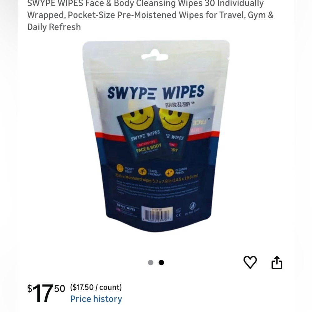 Swype Wipes Detoxifying Face & Body Cleansing Wipes - Picture 2 of 3